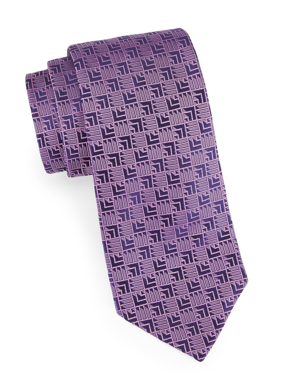 Шелковый галстук с кубическим принтом Charvet, розовый колье с кубическим цирконием кожа