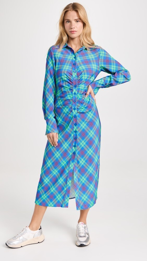 

Платье KITRI Lennox Blue Check Ruched Shirt, синий