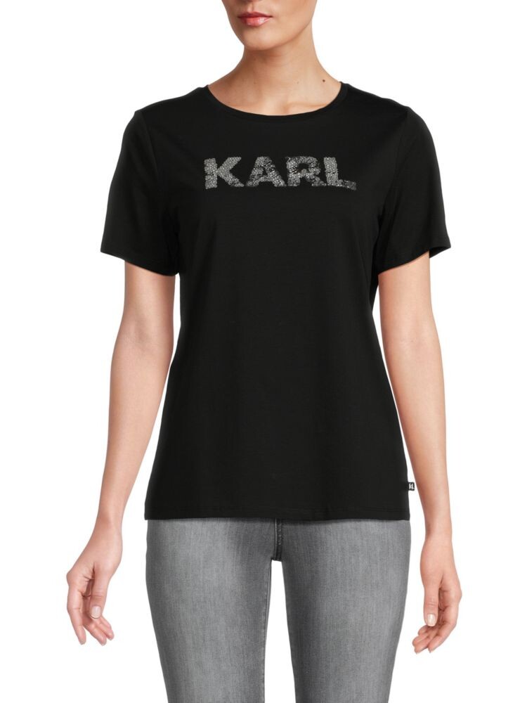 

Футболка Карл с пайетками Karl Lagerfeld Paris, цвет Black Silver