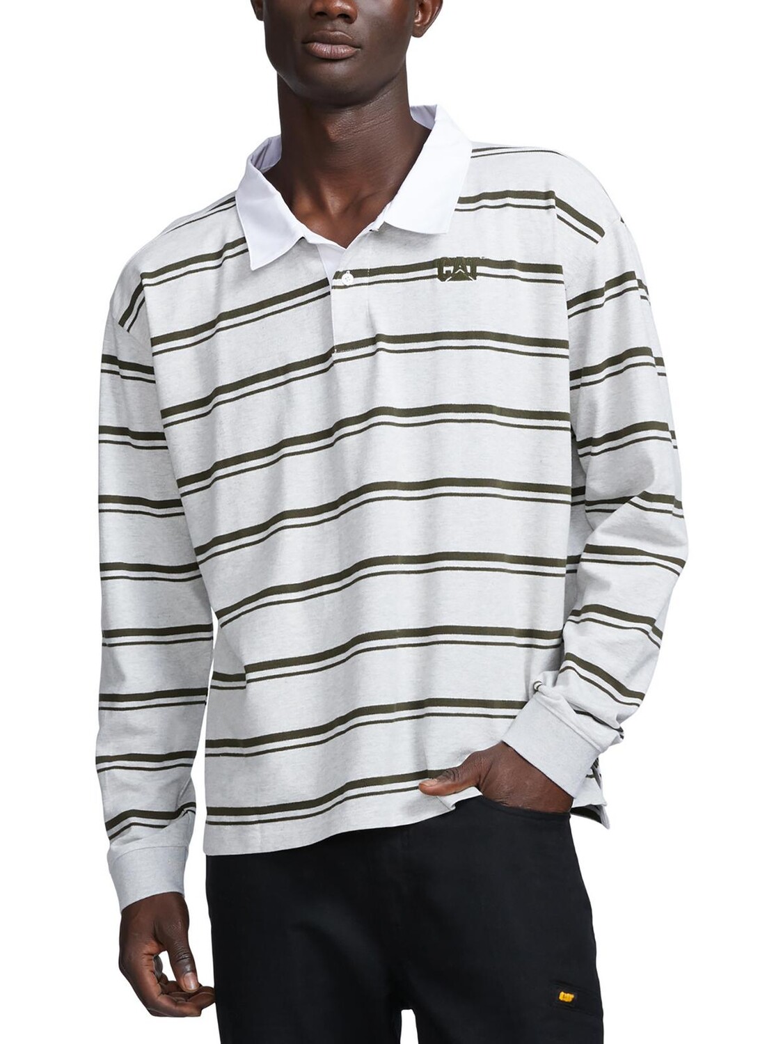 

Мужская рубашка-поло в полоску для регби Caterpillar, цвет Light Heather Grey