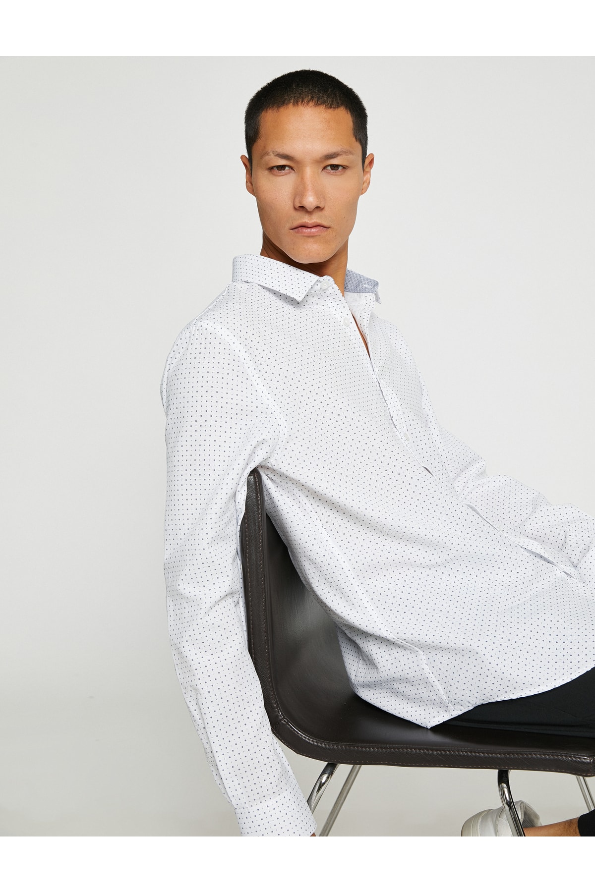 Базовая рубашка Slim Fit с классическим воротником и длинным рукавом Koton, белый базовая рубашка slim fit белый