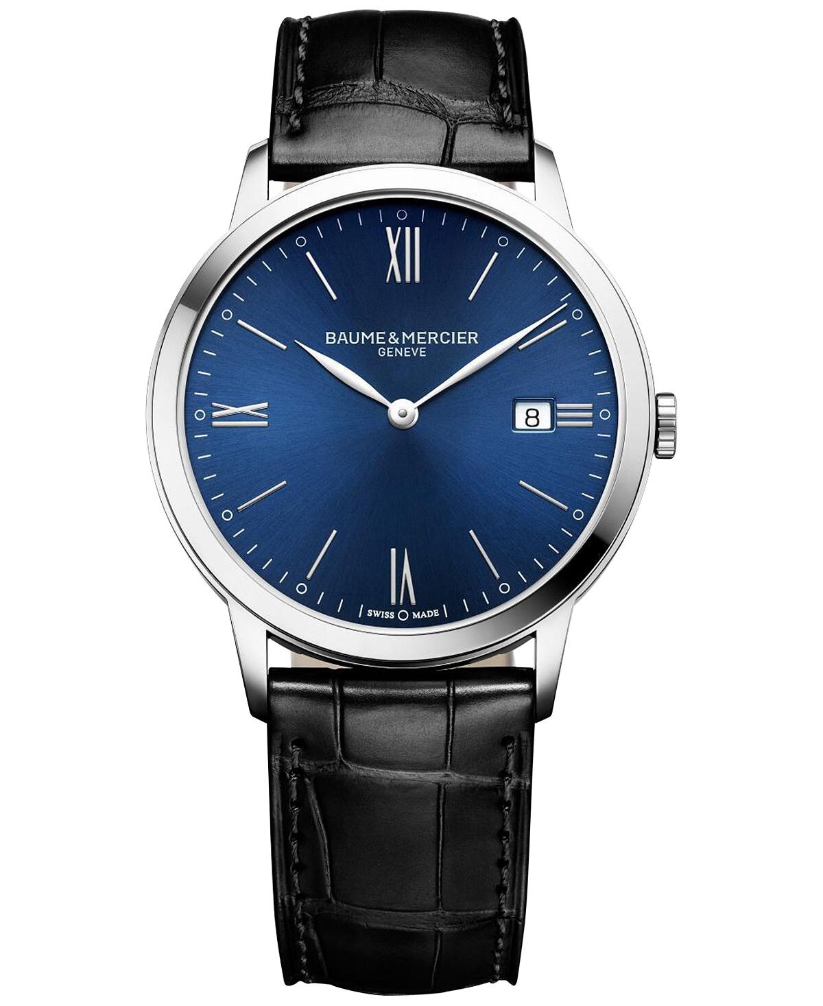 

Мужские часы Swiss Classima с черным кожаным ремешком 40 мм M0A10324 Baume & Mercier