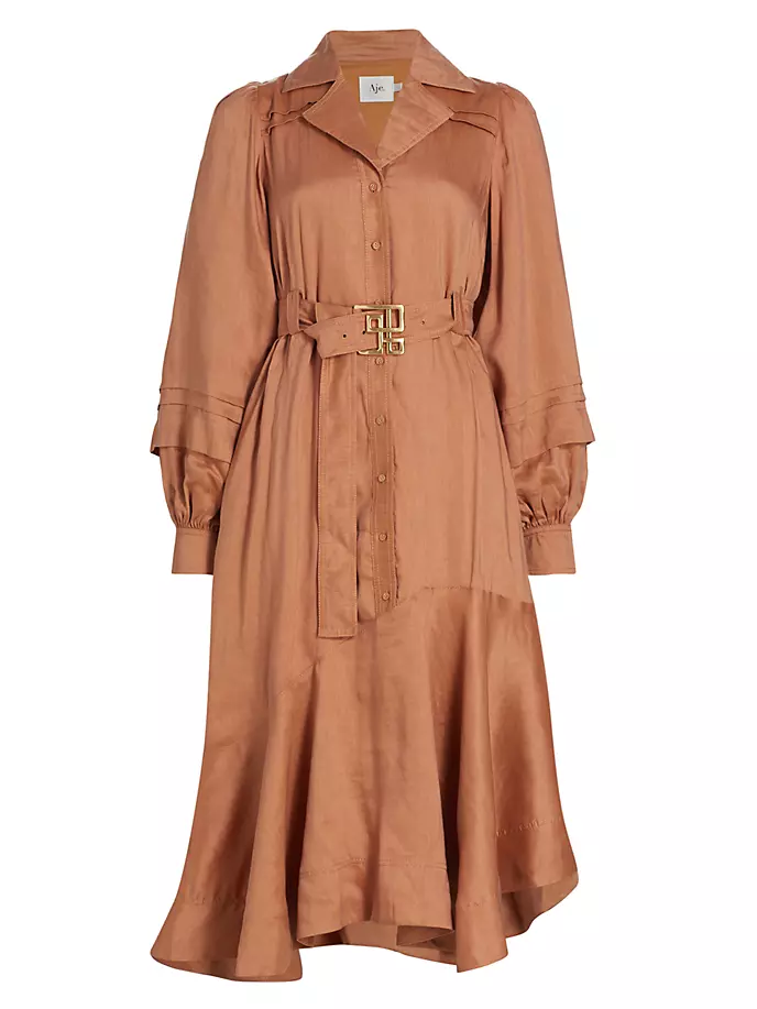 Платье миди Caroline с поясом Aje, цвет tawny brown