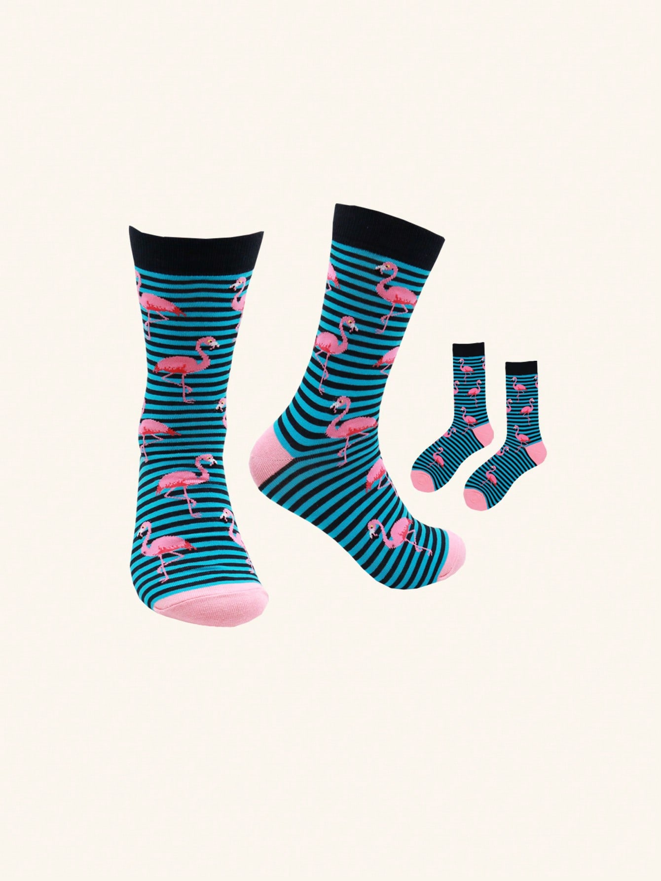 цена 1 пара мужских носков до середины икры с рисунком фламинго, многоцветный