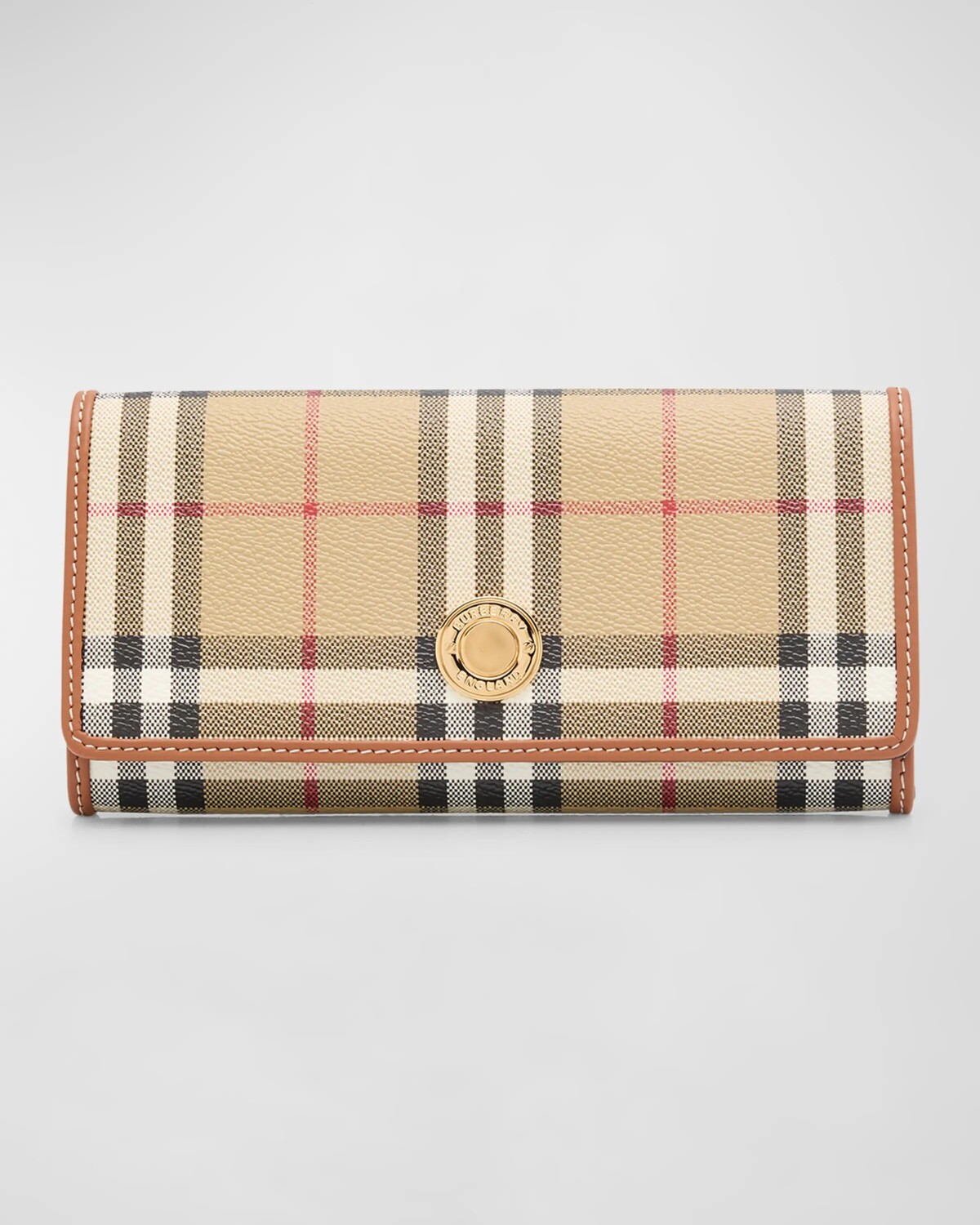 

Кожаный кошелек с клапаном в клетку Halton Burberry, цвет Archive Beige