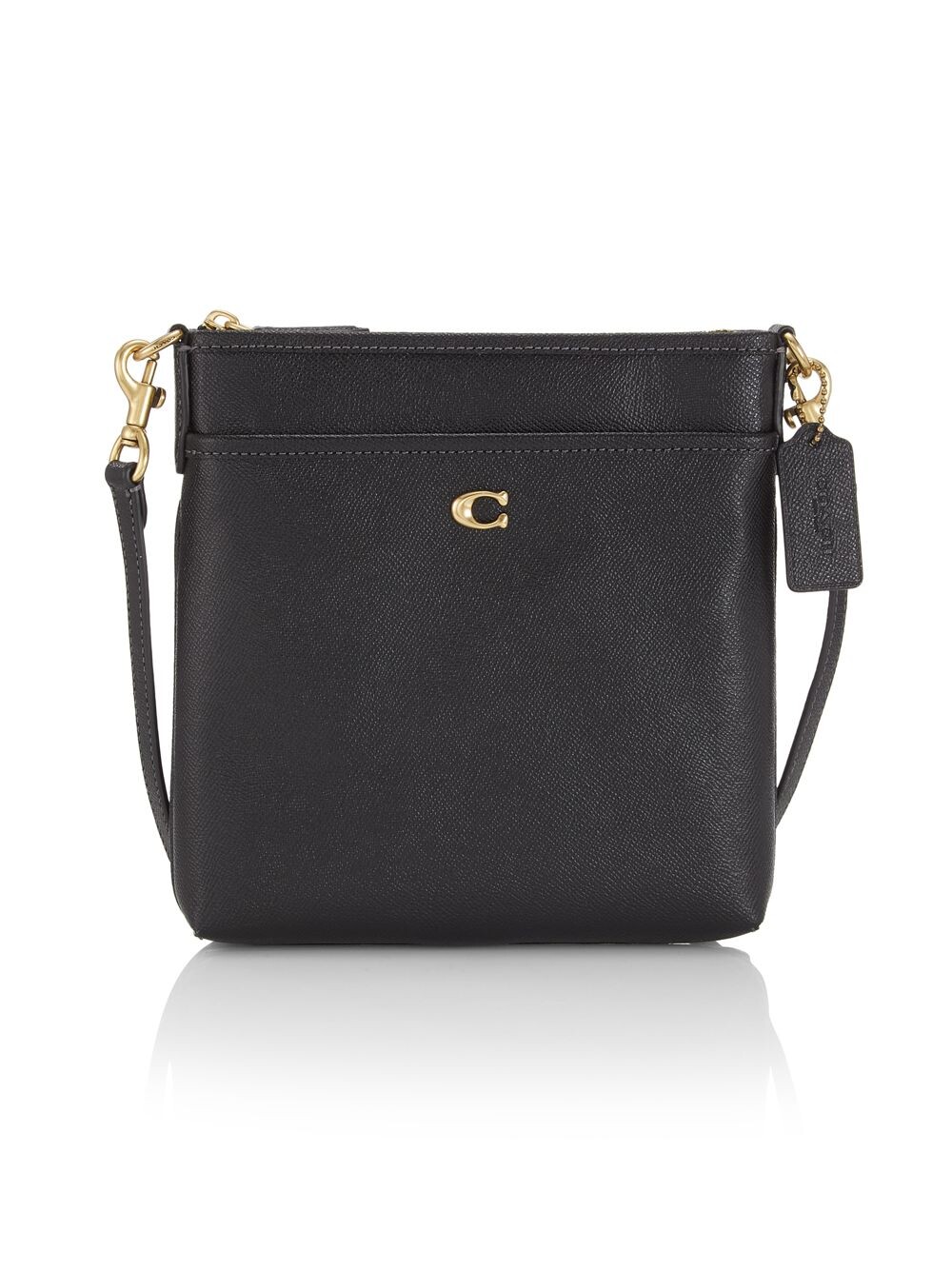 

Сумка через плечо из кожи с перекрестным рисунком COACH, черный
