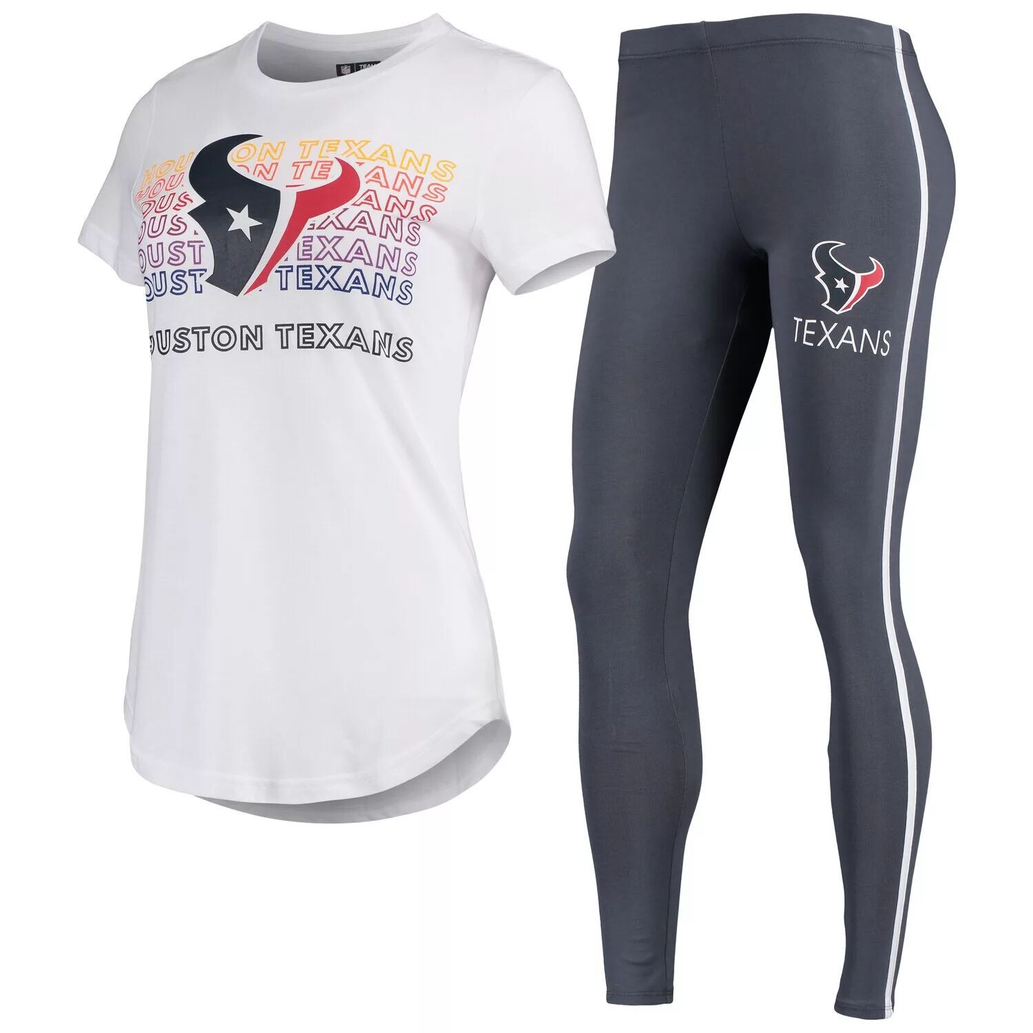 

Женский комплект из футболки и леггинсов Concepts Sport белого/темно-серого цвета Houston Texans Sonata