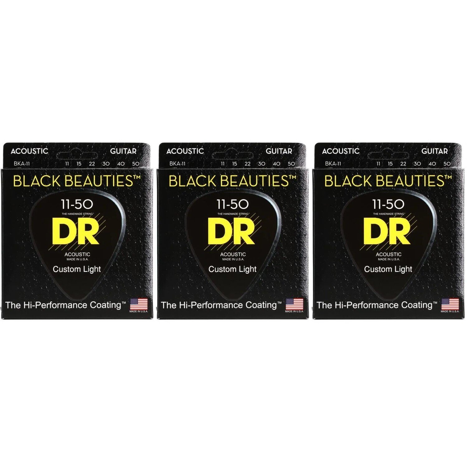 

Струны DR Strings BKA-11 Black Beauties K3 для акустической гитары с покрытием — .011-.050 Custom Light (3 шт.)