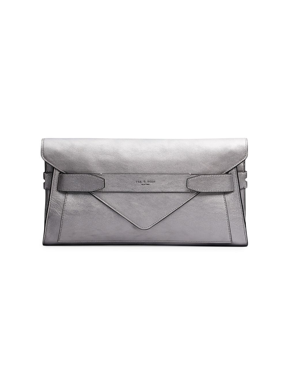 

Полевой металлический кожаный клатч-фолио rag & bone, серебряный