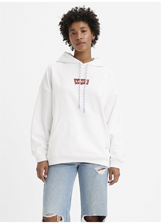 

Однотонная белая женская толстовка с воротником с капюшоном Levis, Белый