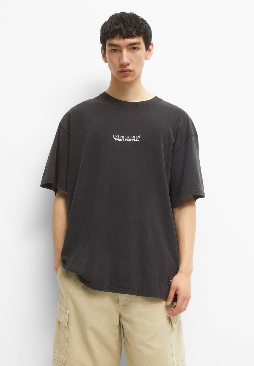

Футболка с принтом PULL&BEAR, темно-серый