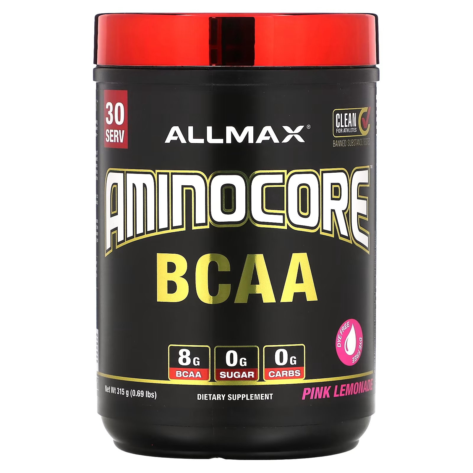 Пищевая добавка ALLMAX AMINOCORE BCAA, розовый лимонад добавка для наращивания мышечной массы muscletech 90 капсул