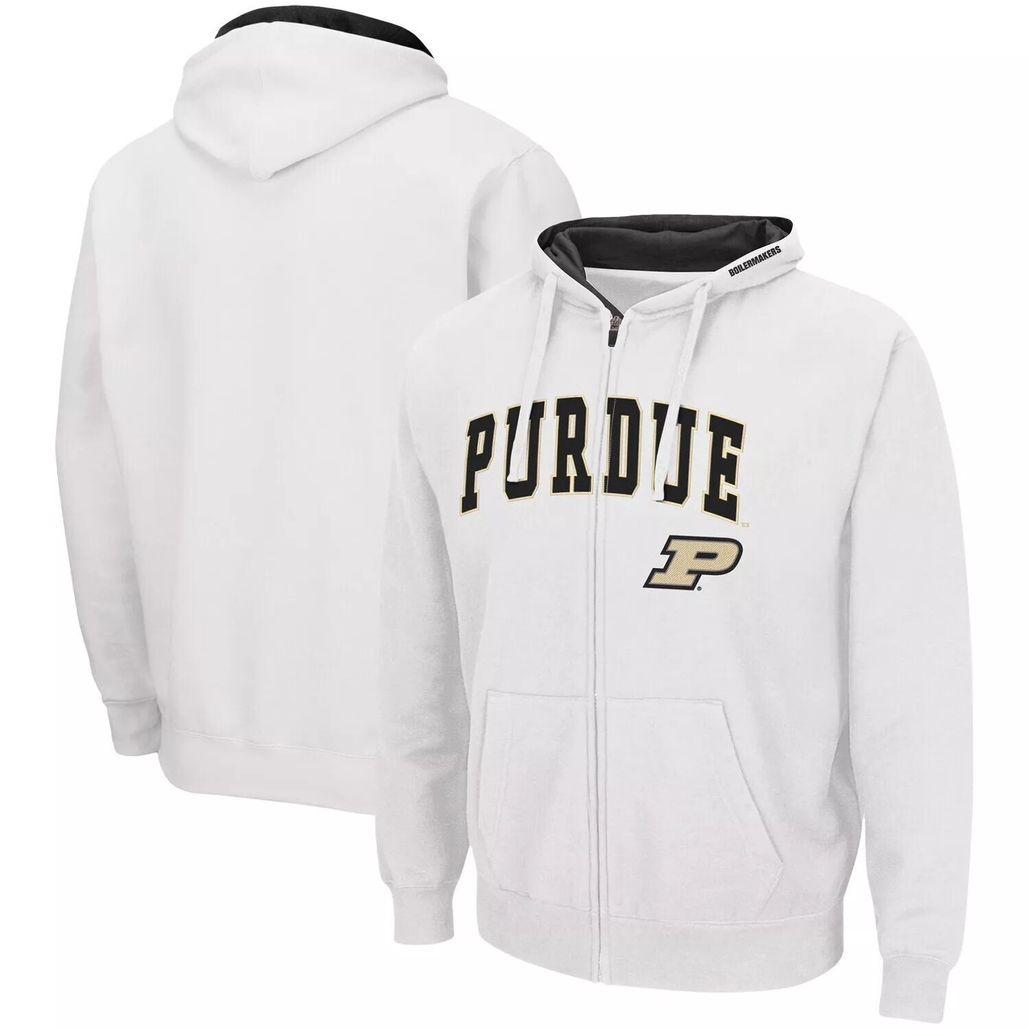 

Мужская белая толстовка с молнией во всю длину Purdue Boilermakers Arch & Logo 3.0 Colosseum, Белый