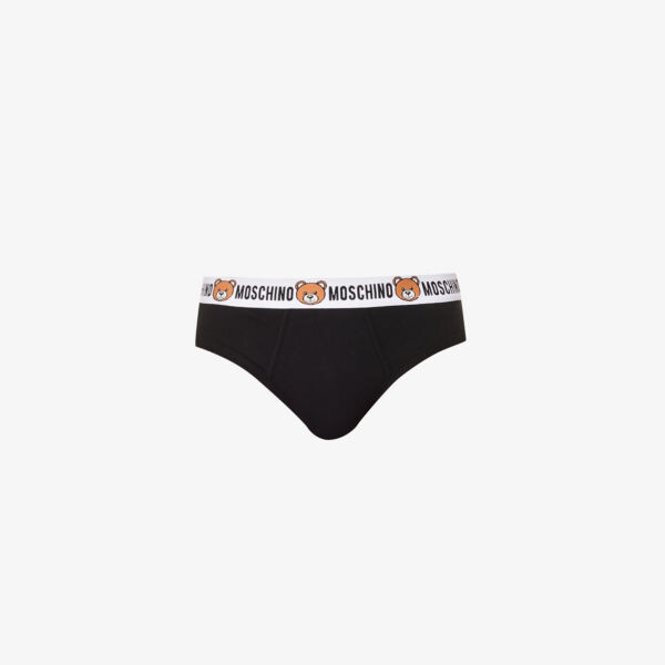 

Комплект из двух трусов из эластичного хлопка с поясом с логотипом Moschino, черный