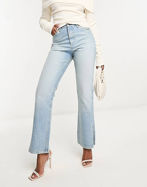 

Голубые прямые джинсы с разрезом в стиле 90-х ASOS DESIGN