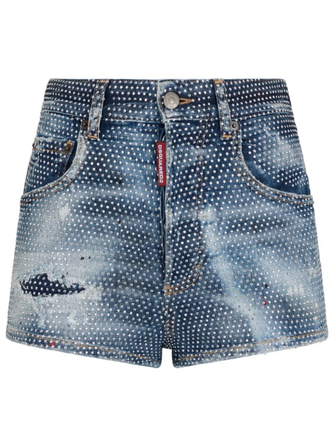 

Dsquared2 джинсовые шорты со стразами, синий