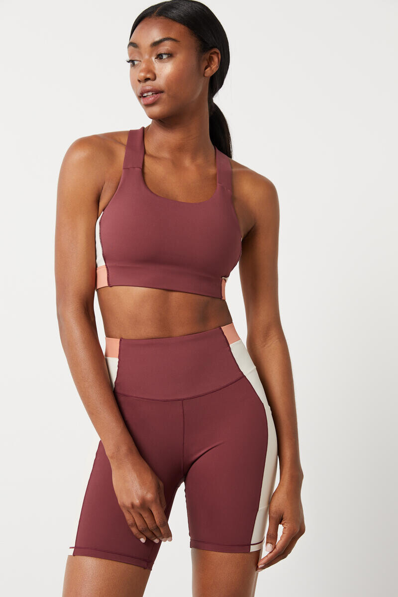 

Спортивный бюстгальтер стрейч 4D Maroon Color Block Dash and Stars, красный