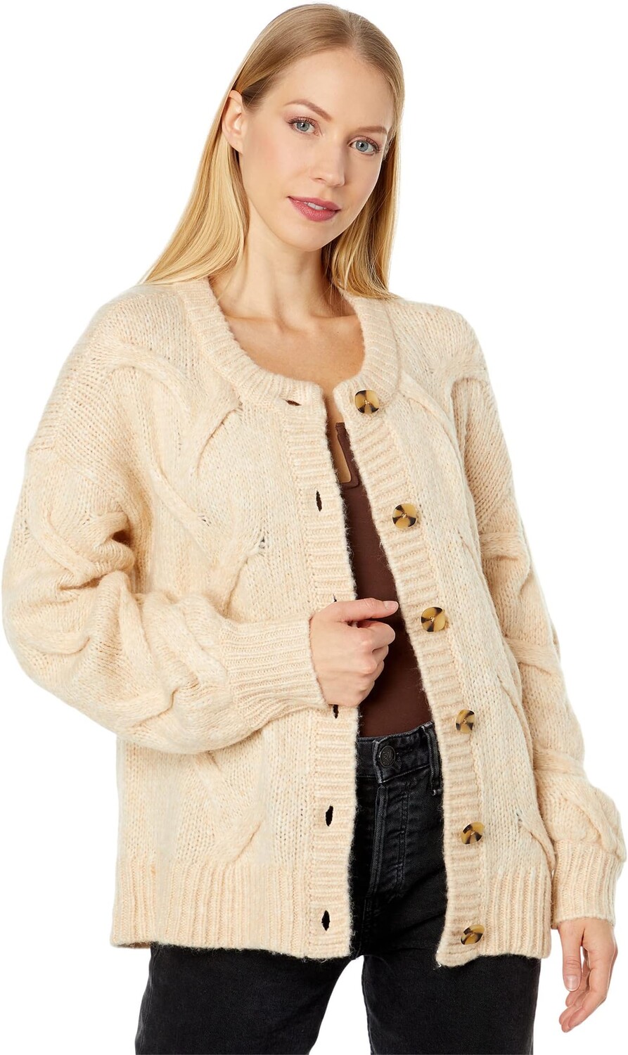 

Свитер Aviva Cable Cardigan Madewell, цвет Heather Powder