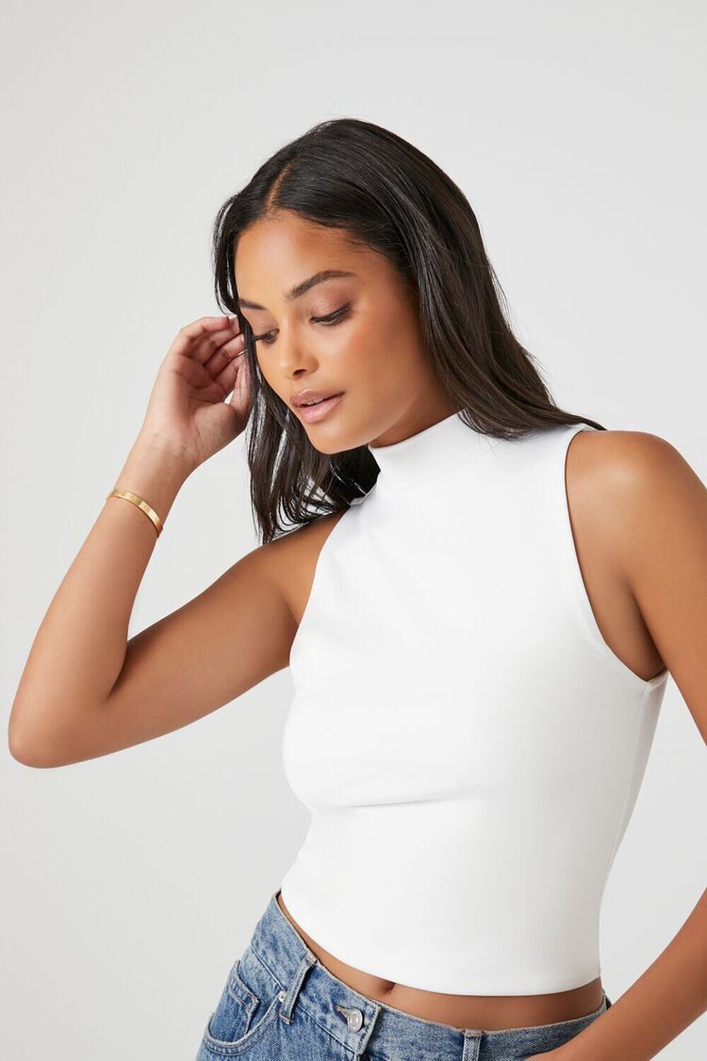 

Майка с воротником-стойкой Contour Forever 21, белый