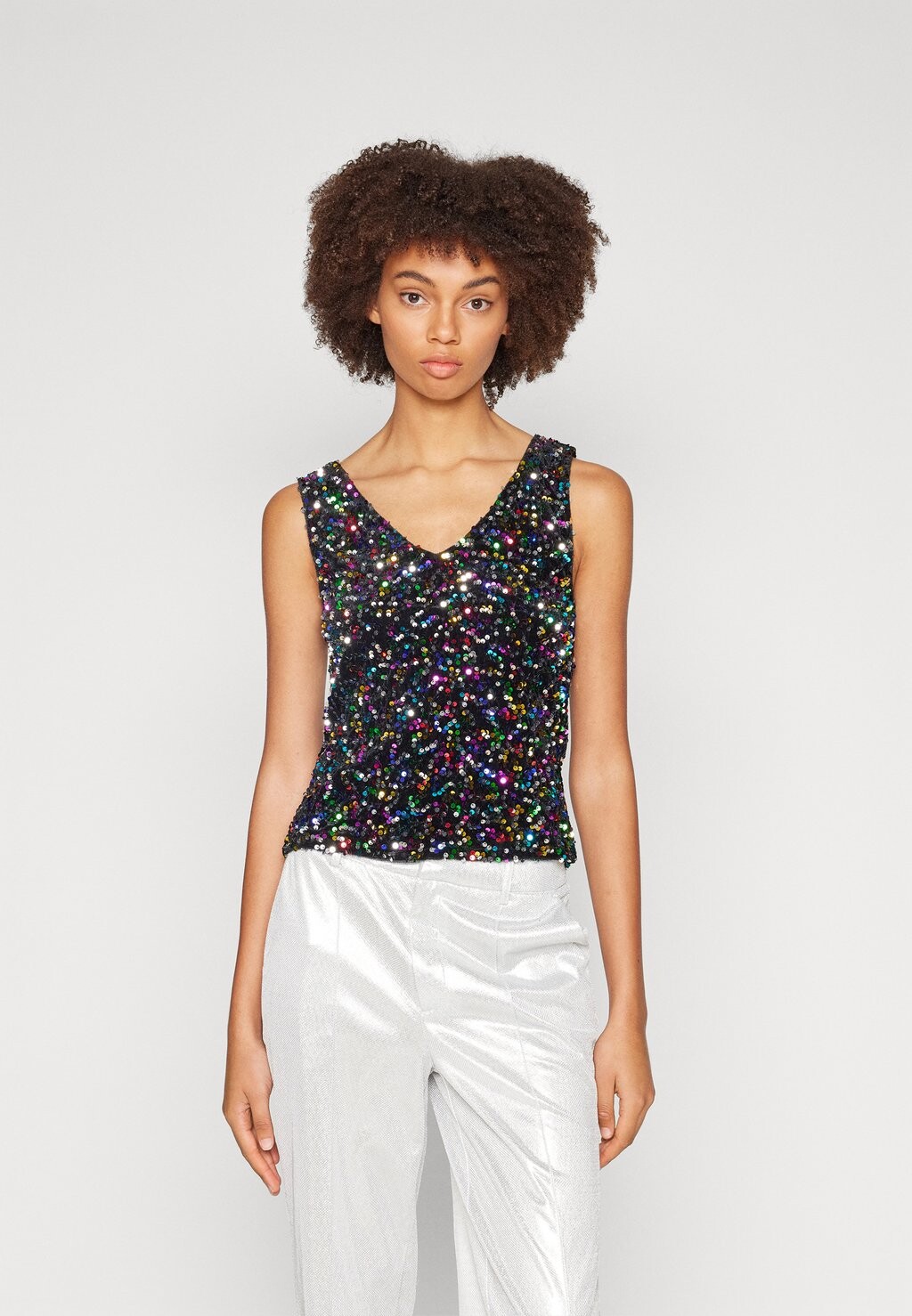 

Топ Viglam Sequins V-Neck VILA, цвет black/multi