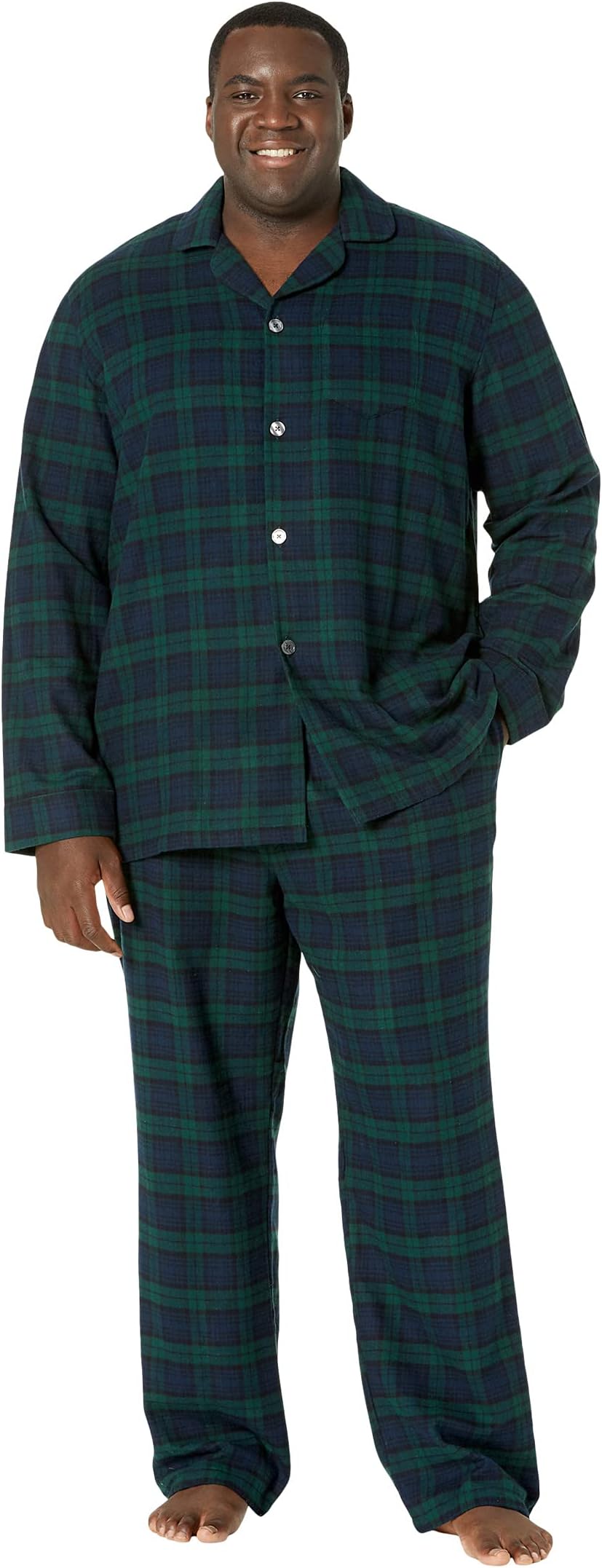 Фланелевая пижама в шотландскую клетку, высокая L.L.Bean, цвет Black Watch Tartan