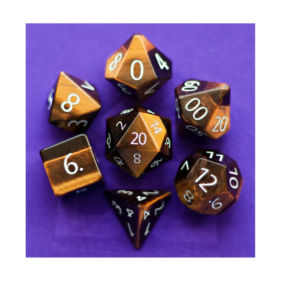 

Тигровый глаз — полноразмерный набор многогранников (7), Gemstone Dice (Metallic Dice Games)