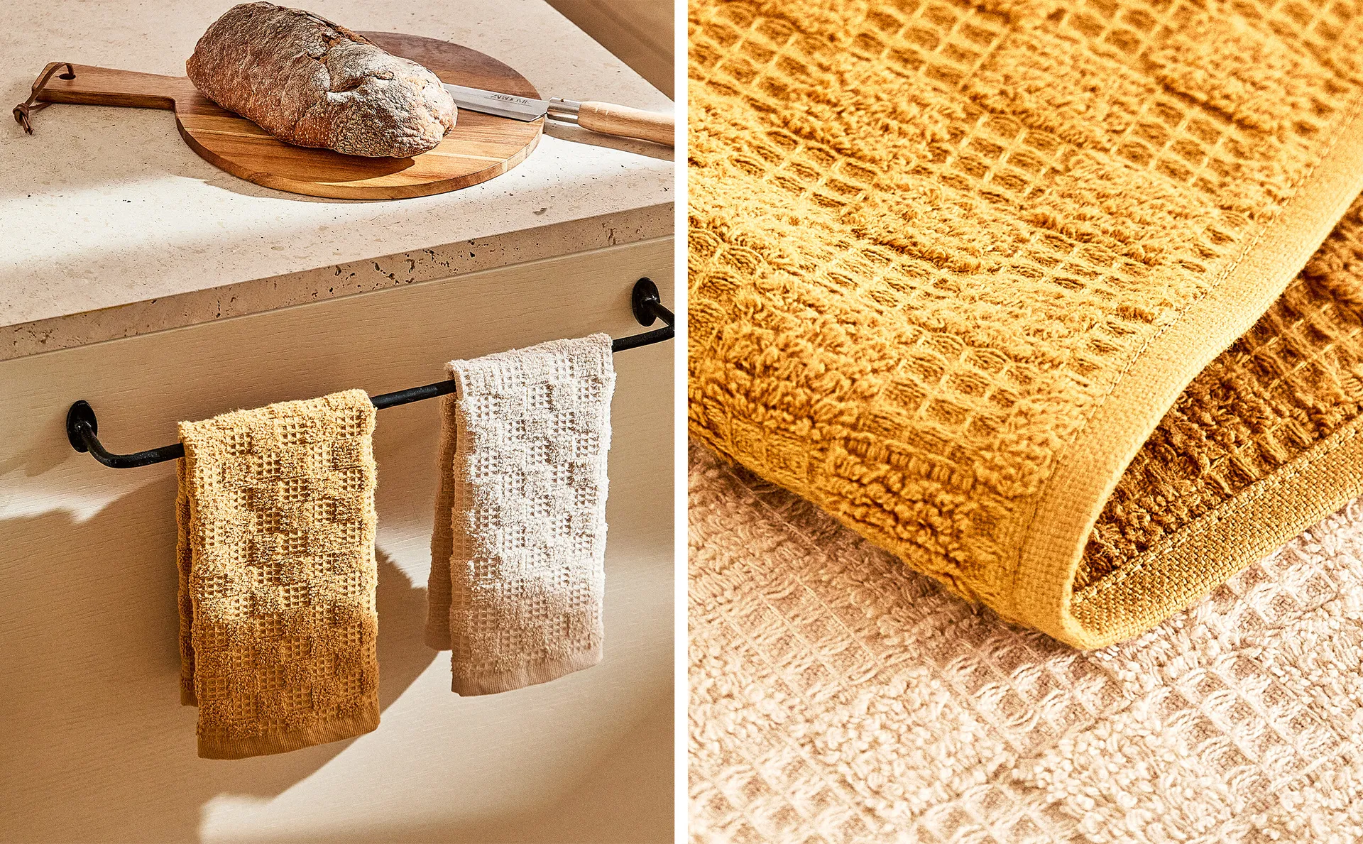 

Махровое кухонное полотенце из хлопка (2 шт.) Zara Home, горчично-желтый