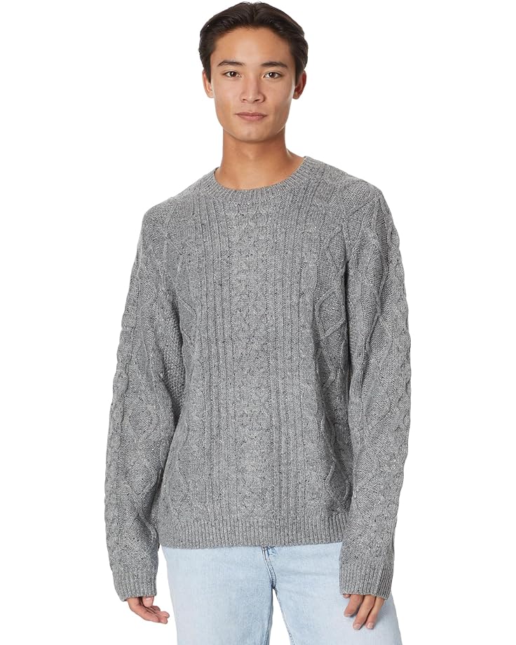 Свитер Lucky Brand Mixed Stitch Tweed Crew Neck Sweater, серый
