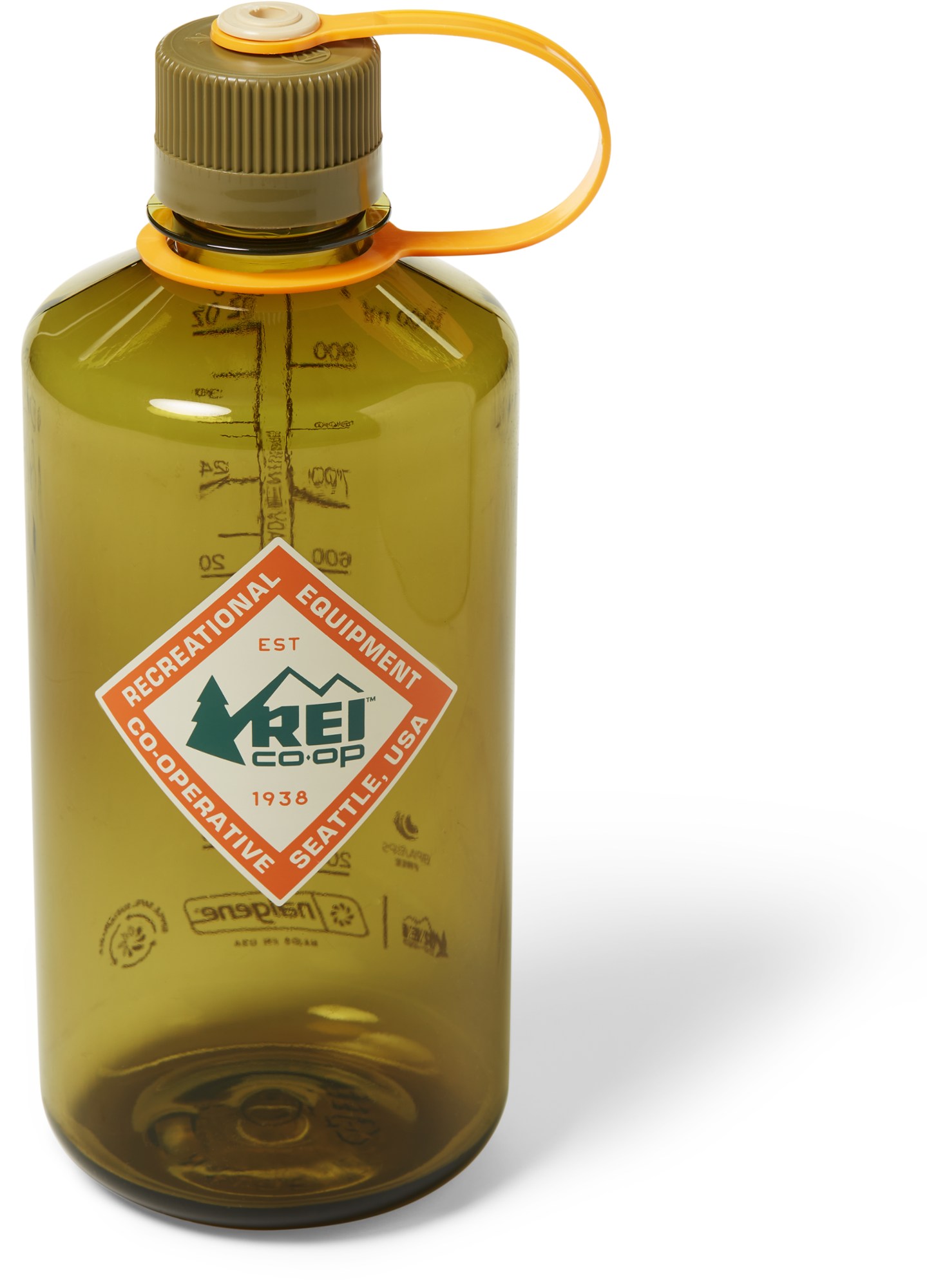 Бутылка для воды Nalgene Sustain Graphic с узким горлышком - 32 эт. унция REI Co-op, зеленый