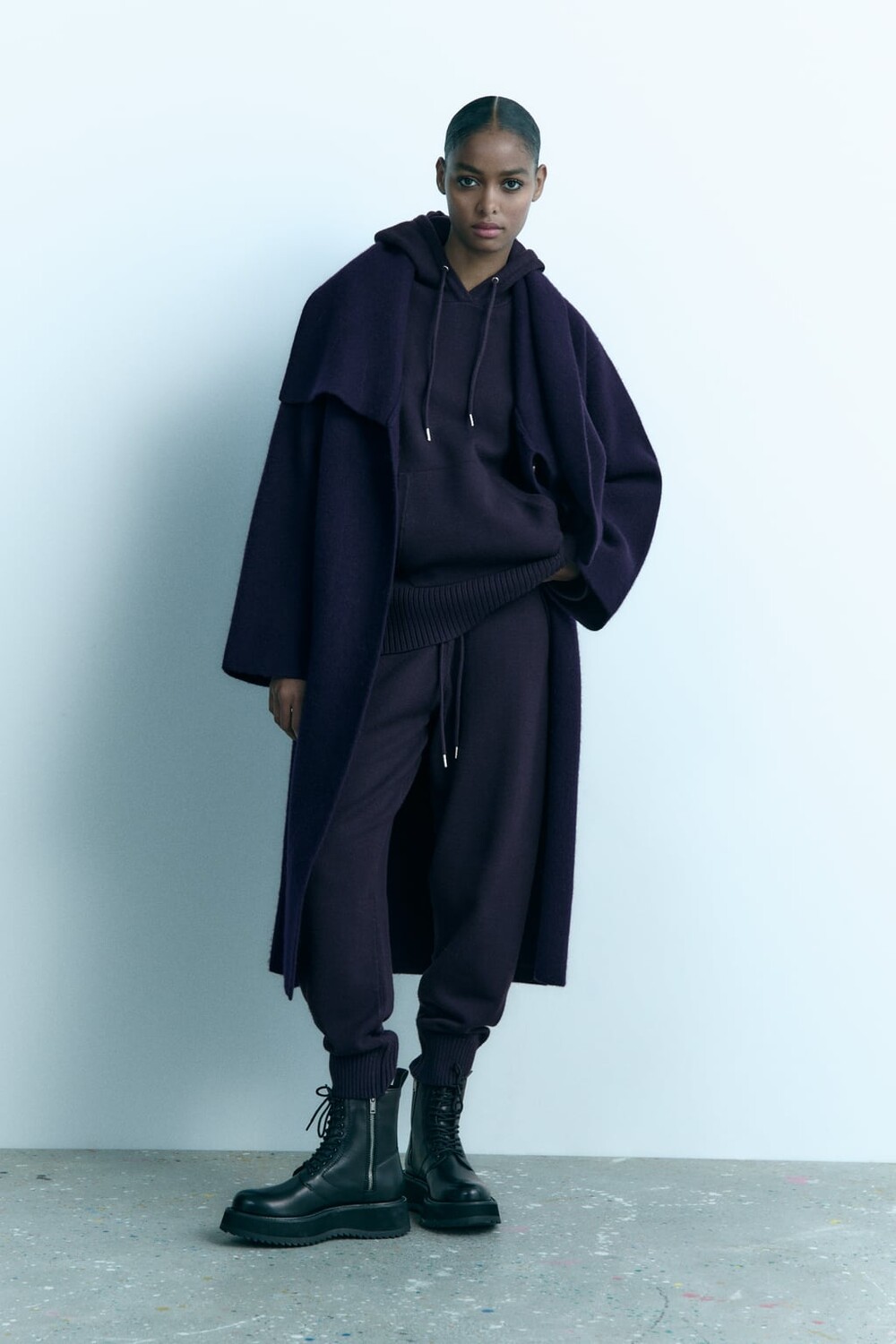 

Вязаная толстовка с капюшоном ZARA, синий
