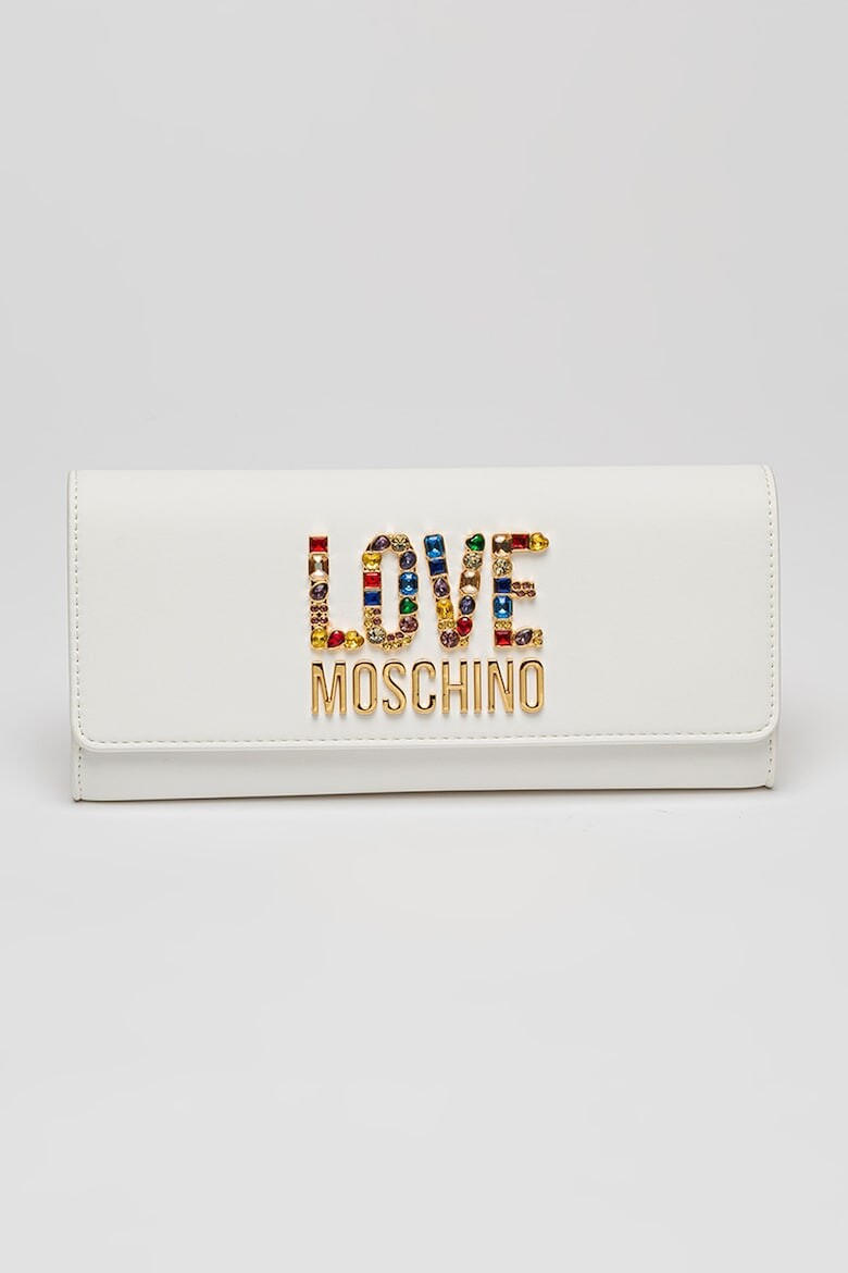 

Клатч из экокожи с декоративными камнями Love Moschino, белый