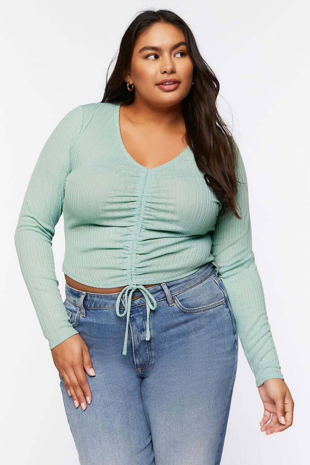 

Укороченный жаккардовый топ больших размеров на кулиске Forever 21, синий