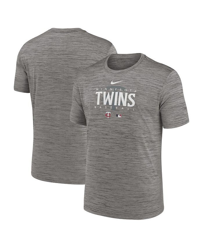 

Мужская футболка Minnesota Twins Heather Grey Authentic Collection Velocity Performance Practice Practice Nike, серый