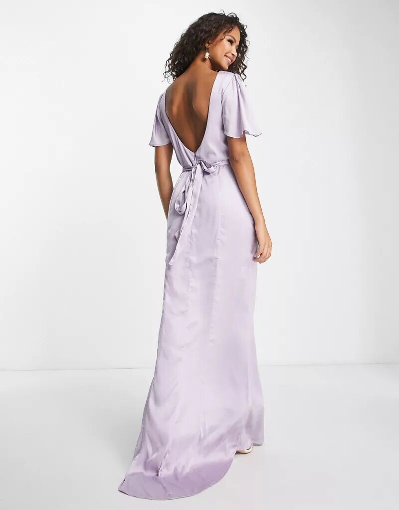 

Сиреневое атласное платье макси с овальной спинкой Anaya Bridesmaid