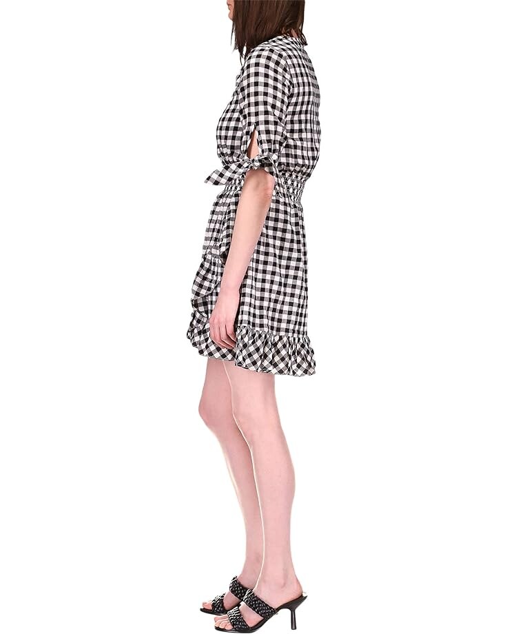 

Платье Michael Kors Petite Tie Sleeve Gingham Dress, черный/белый