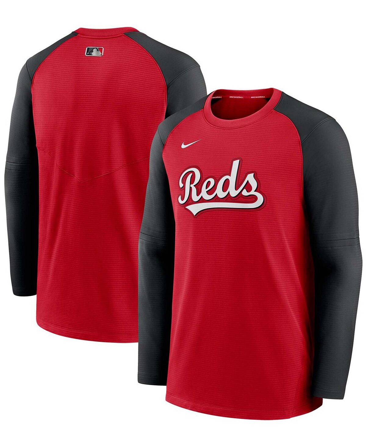 

Мужской красно-черный пуловер с реглан Cincinnati Reds Authentic Collection Pregame Performance толстовка Nike