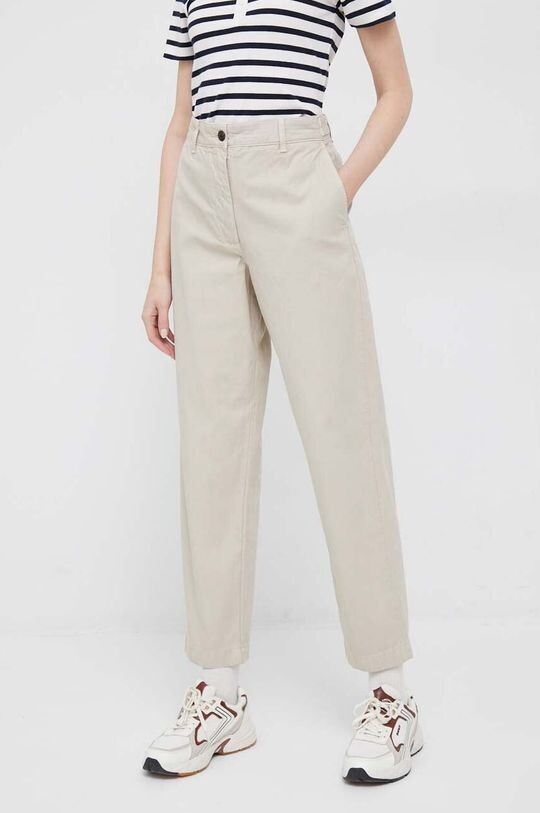Хлопковые брюки Tommy Hilfiger, бежевый