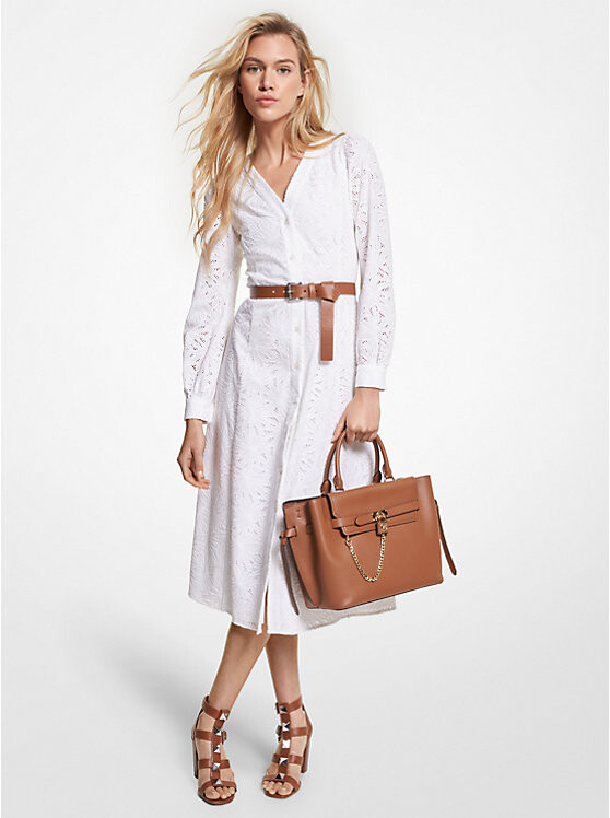 

Хлопковое платье миди с люверсами Palm Michael Kors, белый