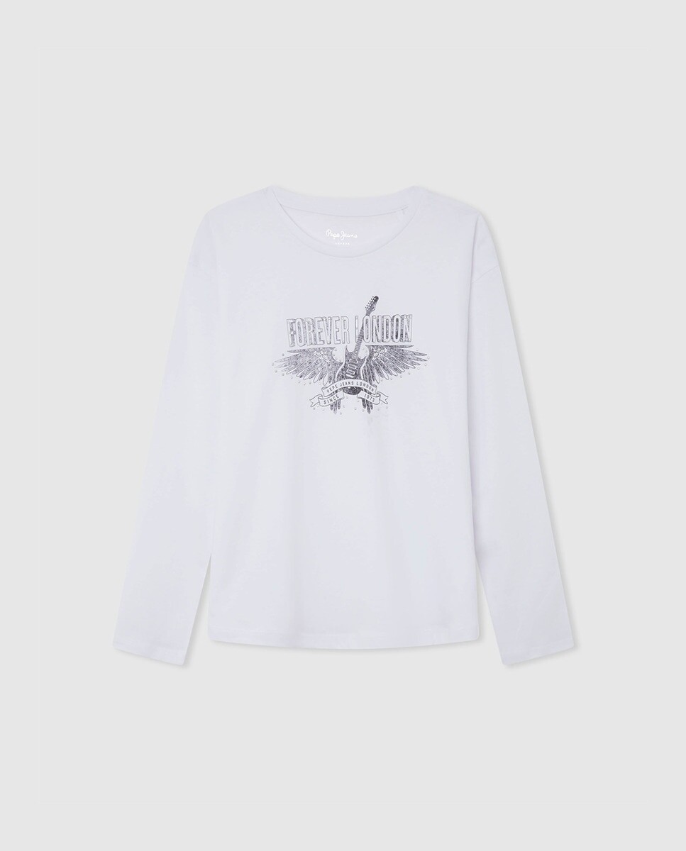 

Футболка для девочки с рисунком гитары Pepe Jeans, белый