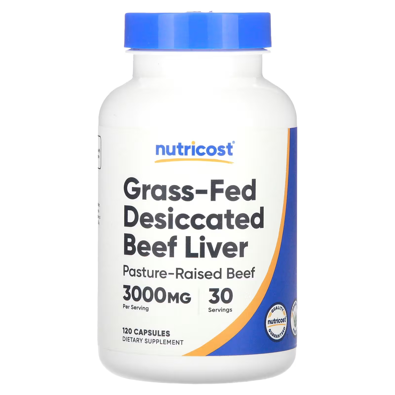 Nutricost высушенная говяжья печень травяного откорма 3000 мг 120 капсул (750 мг на капсулу)