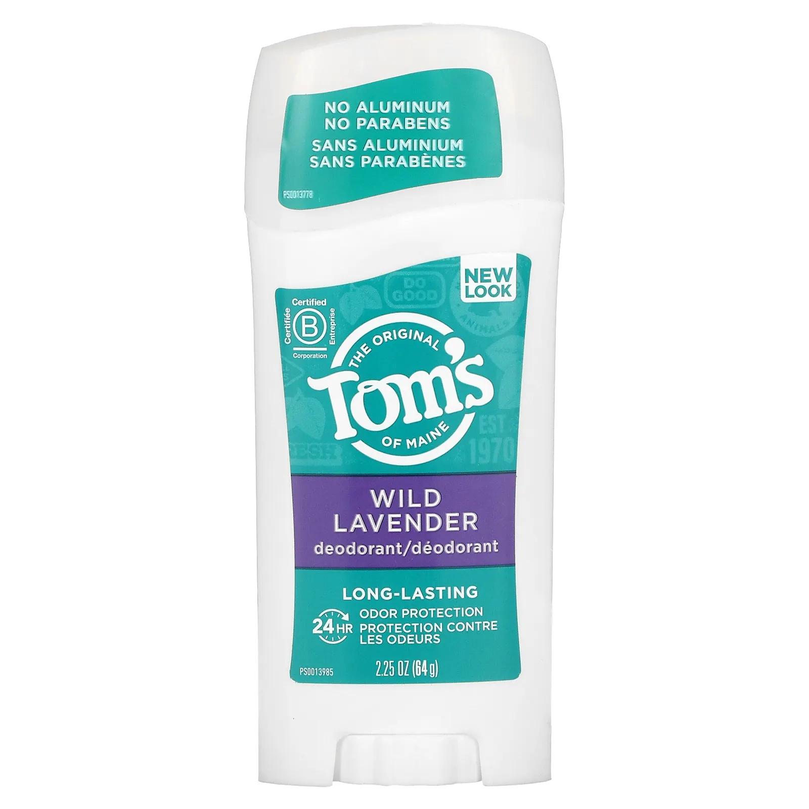Tom's of Maine Стойкий дезодорант без алюминия с дикой лавандой 2,25 унции (64 г) tom s of maine дезодорант длительного действия свежий абрикос 64 г 2 25 унции