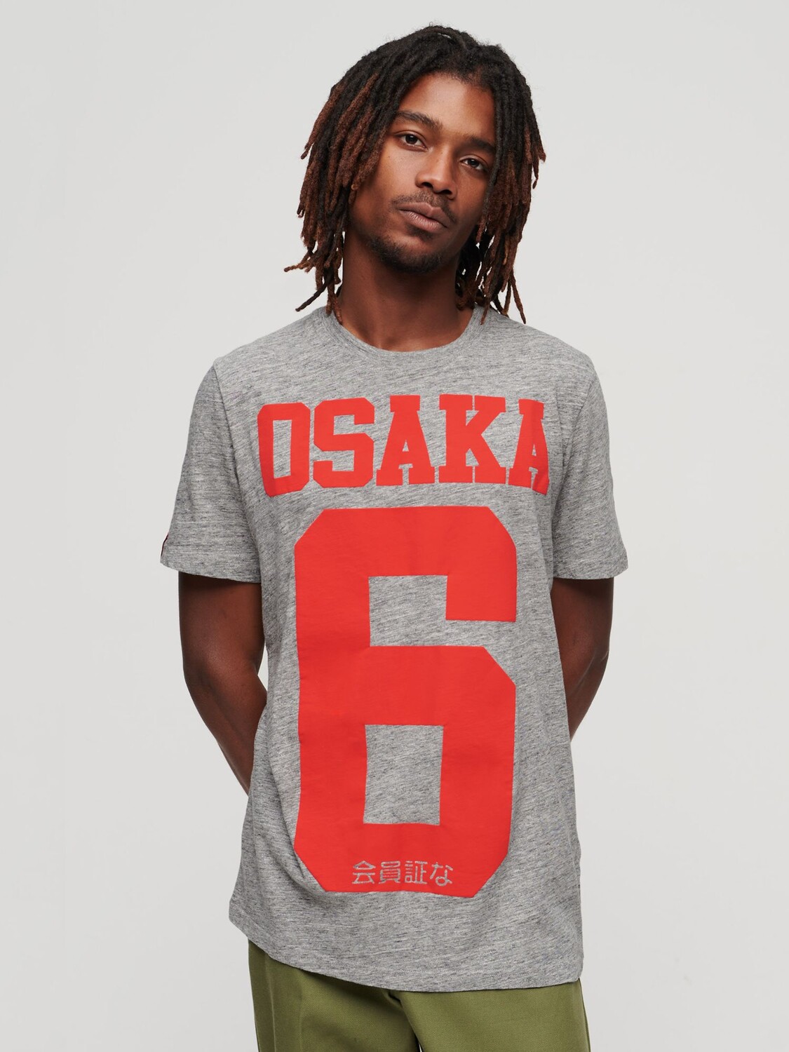 

Футболка с пышным принтом Osaka 6 Superdry, серый/красный