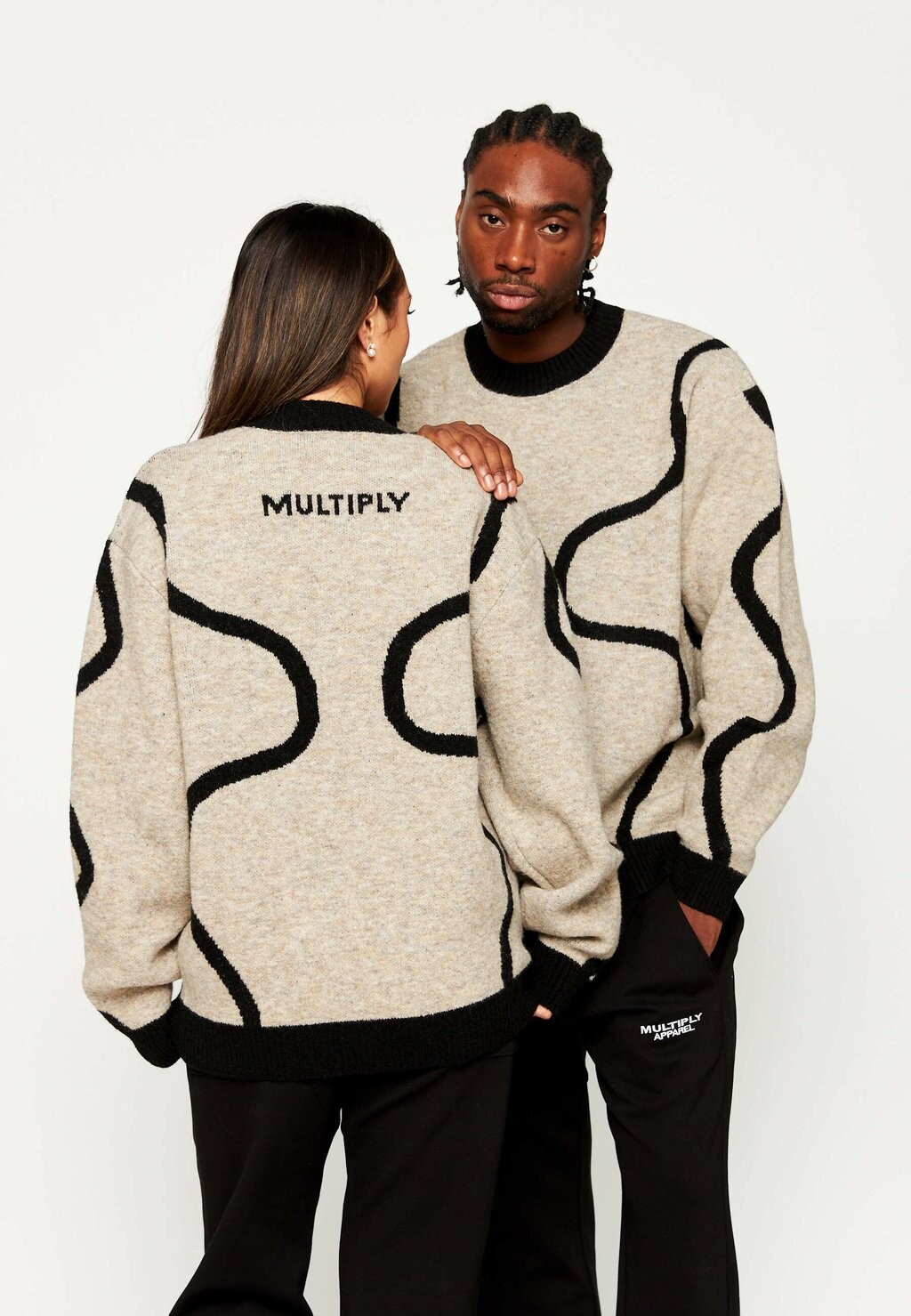 

Свитер Oversize Sweater Lines Multiply Apparel, бежевый