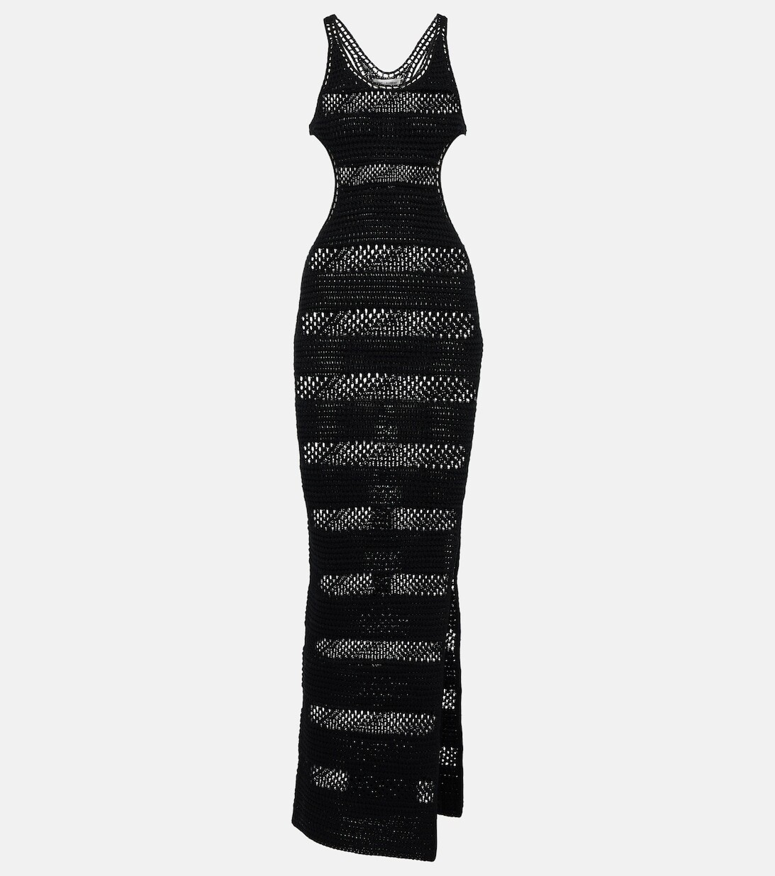 

Хлопковое платье макси крючком SAINT LAURENT, черный