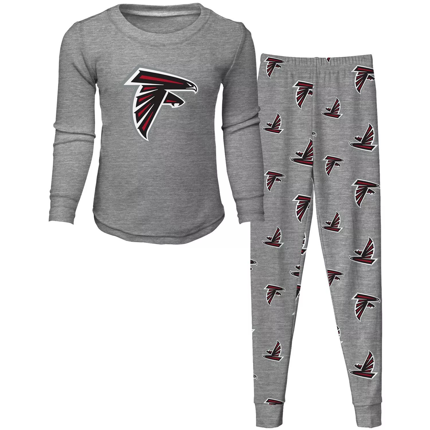 Серый комплект для сна с футболкой и брюками с длинными рукавами Atlanta Falcons для дошкольников Outerstuff