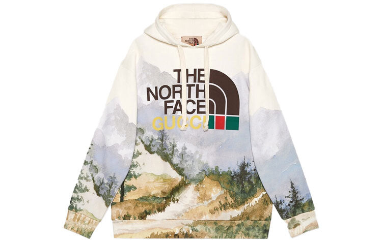 

Толстовка Gucci x The North Face с принтом, белый/синий/зеленый