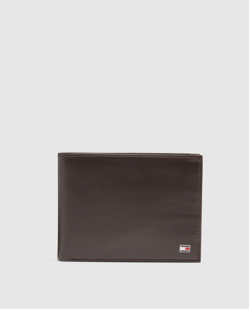 Кожаный кошелек с монетницей Tommy Hilfiger, коричневый коричневый кожаный кошелек с отделением для паспорта olimpo коричневый