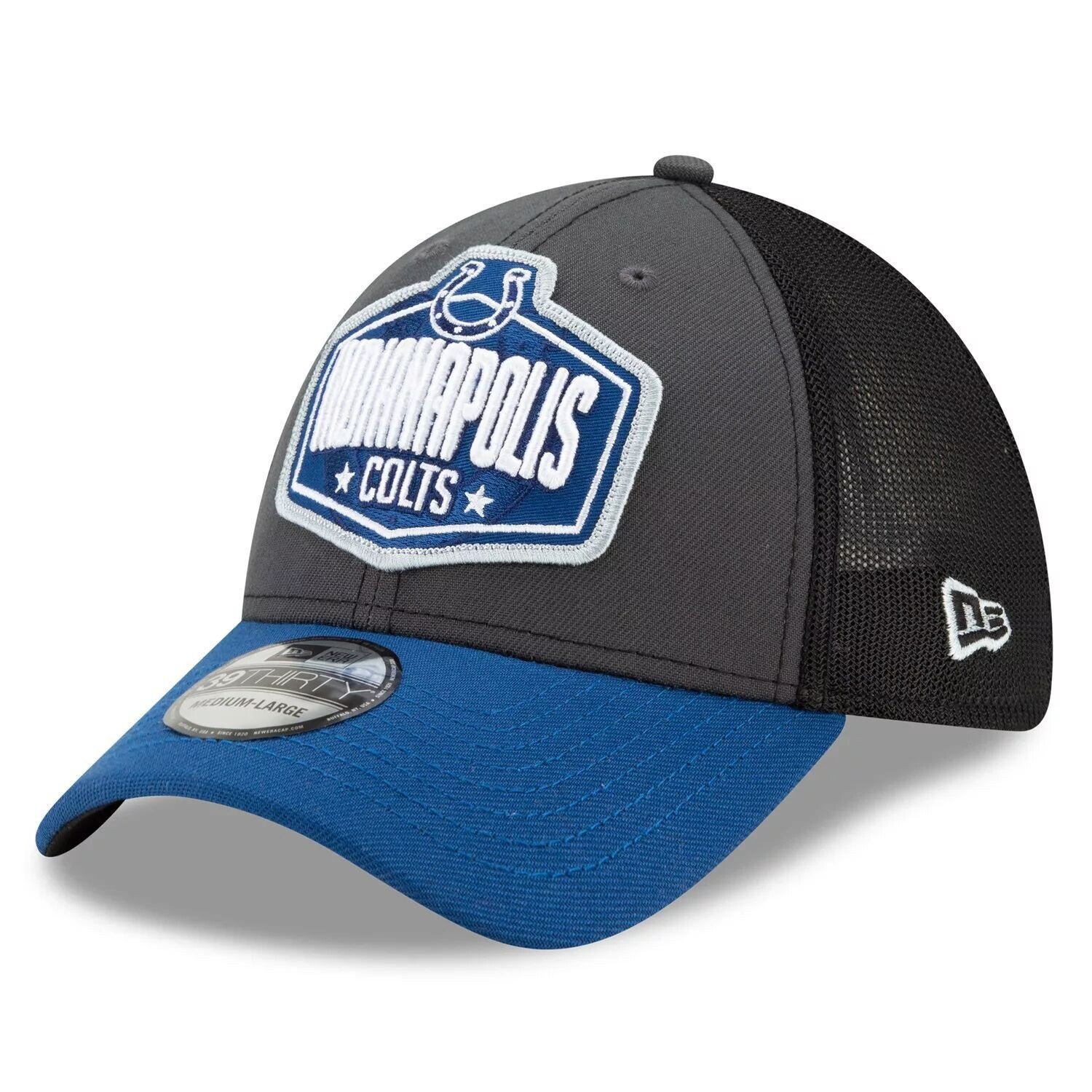 

Мужская кепка New Era Graphite/Royal Indianapolis Colts 2021 NFL Draft Trucker 39THIRTY Flex Hat