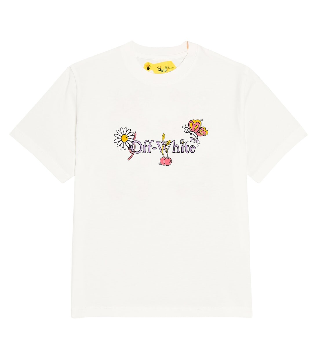 

Футболка из хлопкового джерси с забавными цветами Off-White Kids, фиолетовый