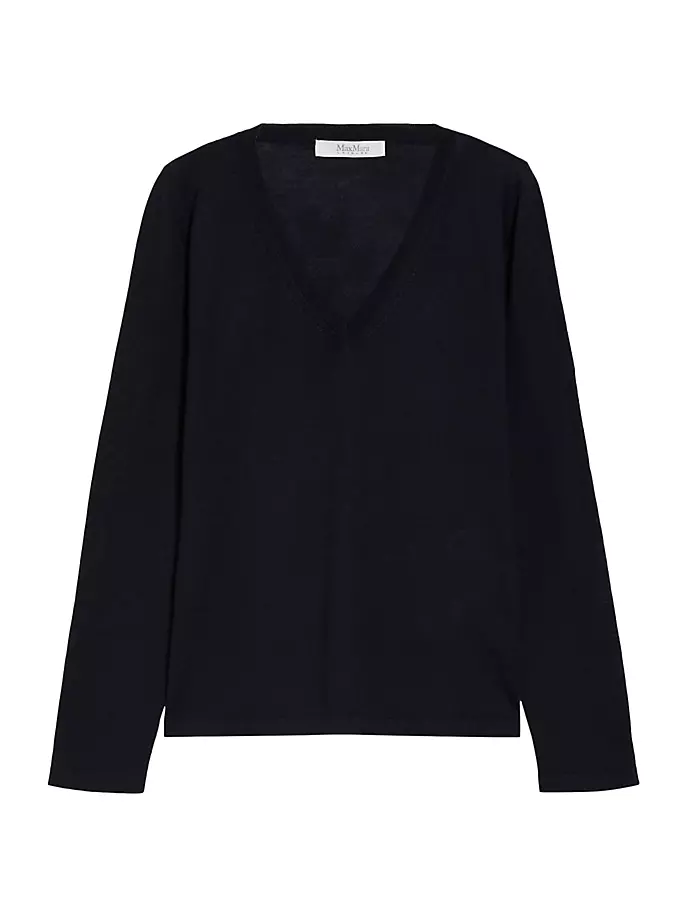 

Шерстяной пуловер с V-образным вырезом Max Mara Leisure, темно-синий